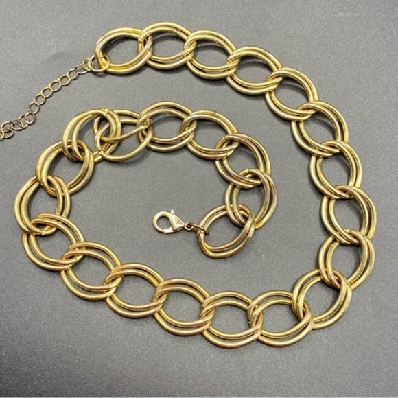 Vintage Goldtone Double Link Chain Necklace - Picture 4 of 5